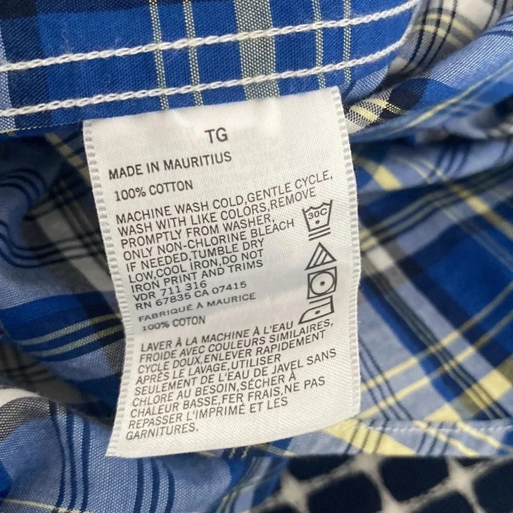 Nautica plaid button down shirt size XL blue long sleeve preppy shirt